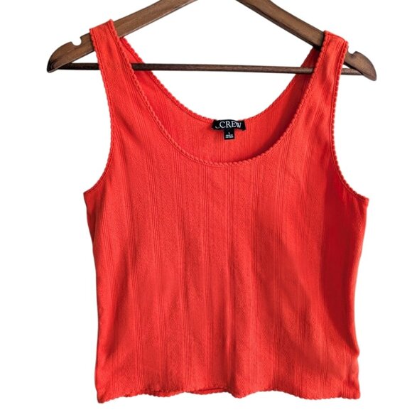 J. Crew Pointelle Tank Top Apertif Red Cotton Sleeveless Feminine Women's Large - Picture 2 of 10